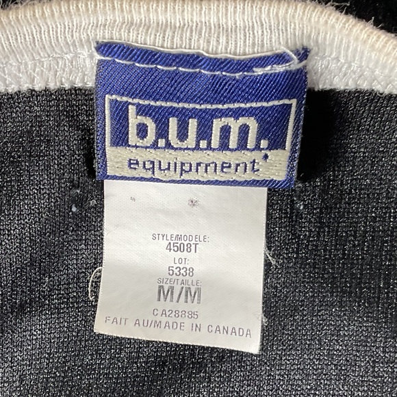 Bum Equipment Black Short Sleeved Shirt With A White & Grey Side Stripe/Vintage - Picture 7 of 7